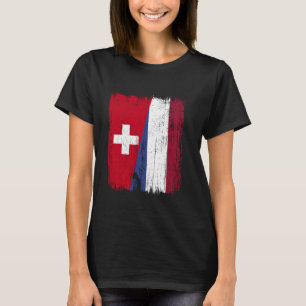 Switzerland Holland Half Flag Swiss Dutch Heritage T-Shirt