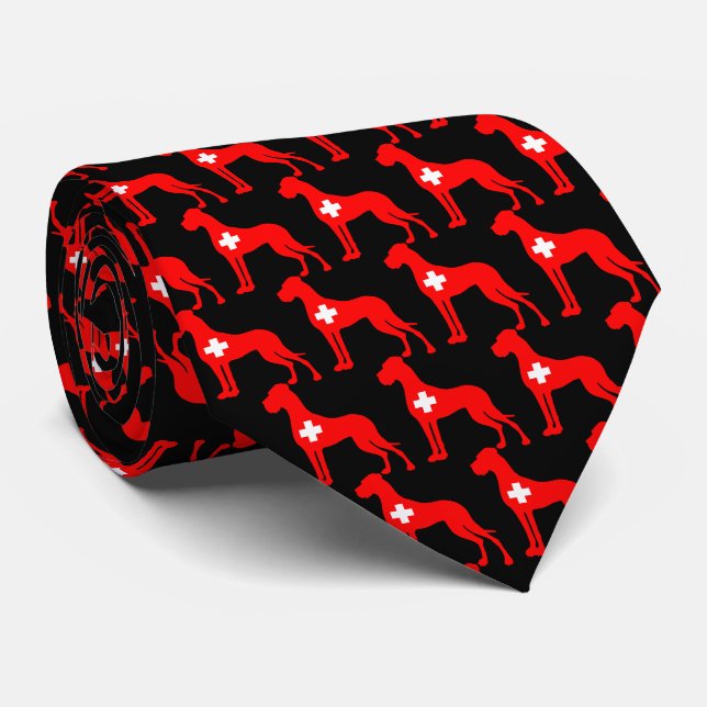 Switzerland inspired Great Dane Silhouette  Tie (Rolled)