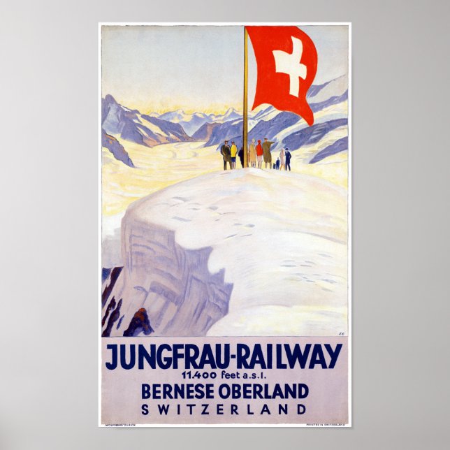 Switzerland Jungfrau Railway Vintage Poster (Front)
