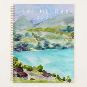 Switzerland landscape lake and mountain painting planner