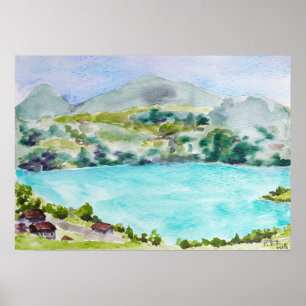 Switzerland landscape watercolour  painting  poster