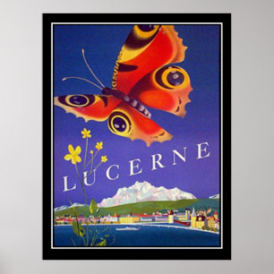 Switzerland Lucerne Travel Vintage poster