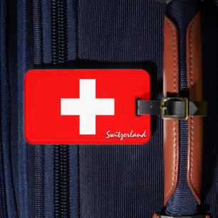 Switzerland Luggage Tags, patriotic Swiss Flag Tag