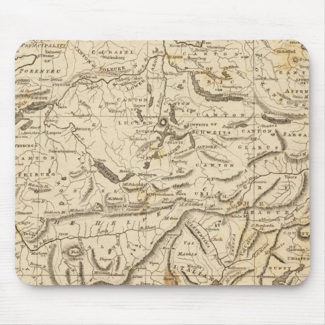 Switzerland Map by Arrowsmith Mouse Mat (Front)
