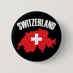 Switzerland Map Flag 6 Cm Round Badge