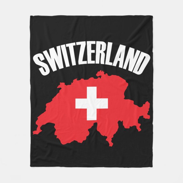 Switzerland Map Flag Fleece Blanket (Front)