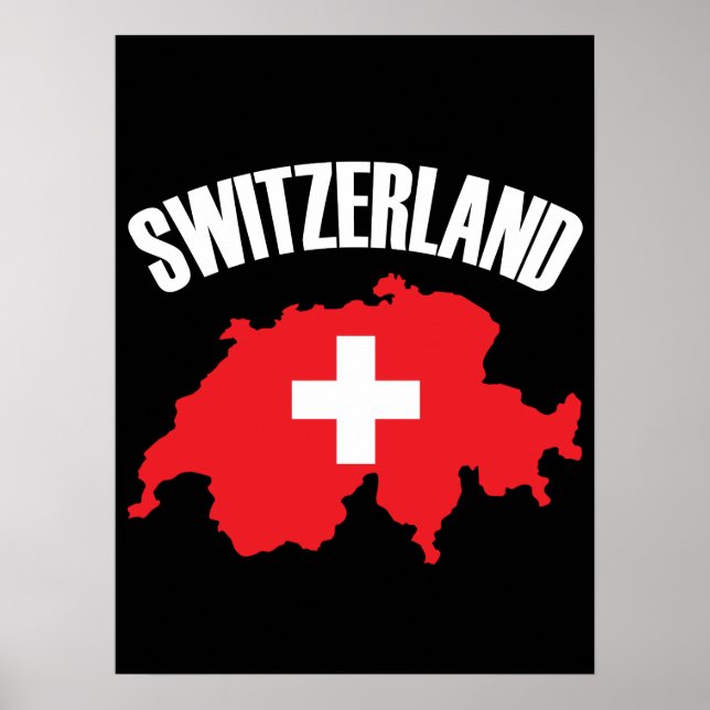 Switzerland Map Flag Poster (Front)