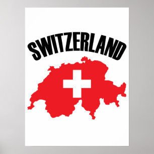 Switzerland Map Flag Poster
