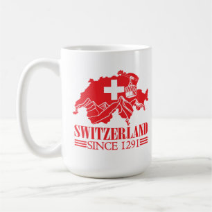 Switzerland Map Flag Since 1291 Mountains Coffee Mug