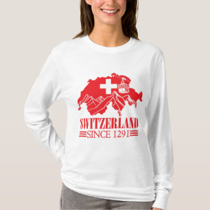 Switzerland Map Flag Since 1291 Mountains T-Shirt