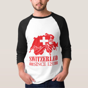 Switzerland Map Flag Since 1291 Mountains T-Shirt