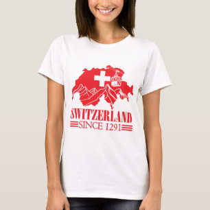 Switzerland Map Flag Since 1291 Mountains T-Shirt