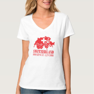 Switzerland Map Flag Since 1291 Mountains T-Shirt