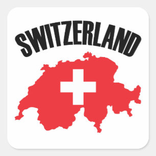 Switzerland Map Flag Square Sticker