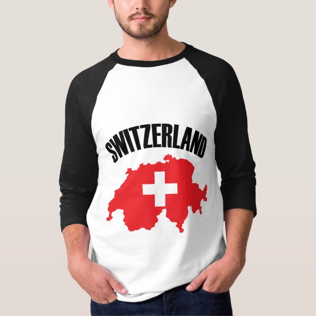 Switzerland Map Flag T-Shirt (Front)