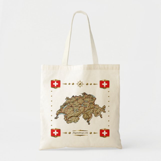 Switzerland Map + Flags Bag (Front)
