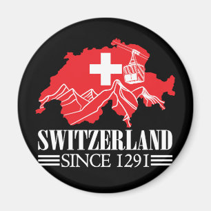 Switzerland Map Since 1291 Mountains Swiss Flag Magnet