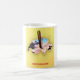 Switzerland map Ski sporting travel poster Coffee Mug