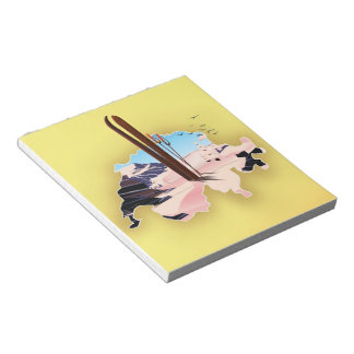 Switzerland map Ski travel poster. Notepad