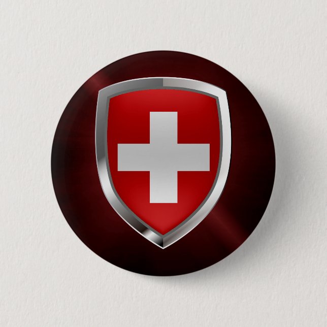 Switzerland Metallic Emblem 6 Cm Round Badge (Front)