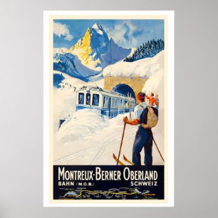 Switzerland Montreux Oberland Bernois MOB Vintage Poster