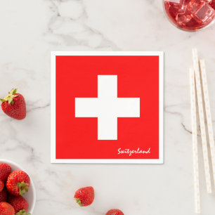 Switzerland Napkins, Swiss Flag party /sport fans Napkin