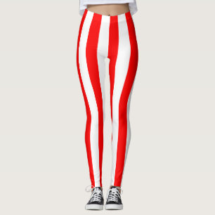 Switzerland National Flag Colours Vertical Striped Leggings