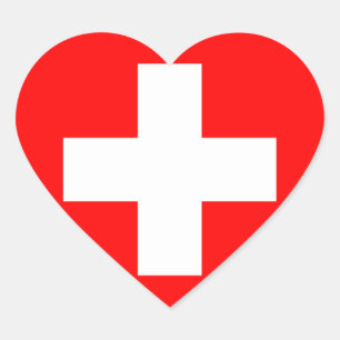 Switzerland National Flag Heart Sticker