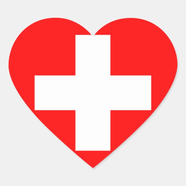Switzerland National Flag Heart Sticker (Front)