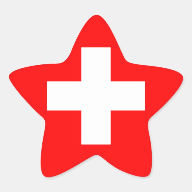 Switzerland National Flag Star Sticker (Front)