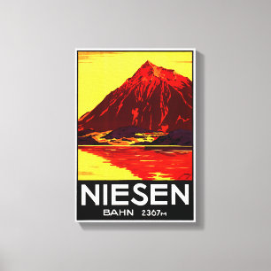 Switzerland Niesen Vintage Travel Poster Restored Canvas Print