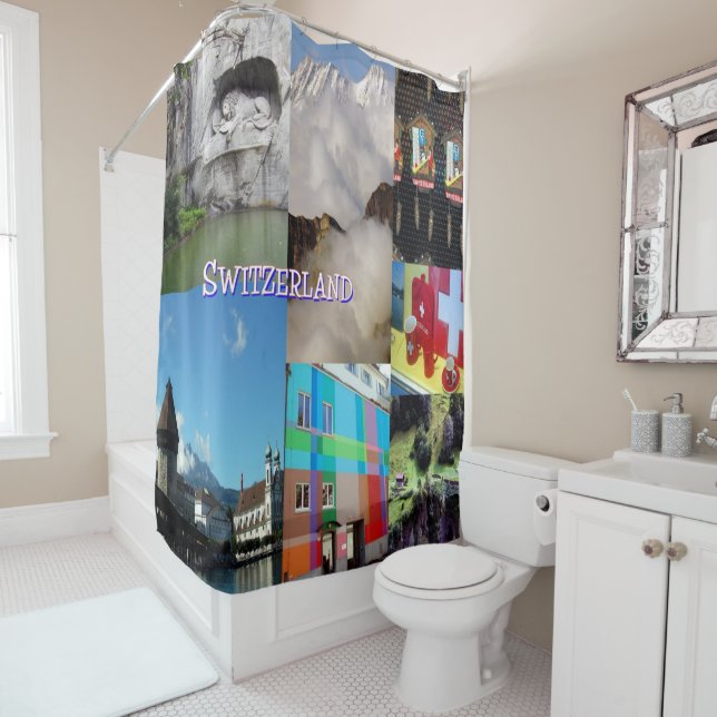 Switzerland Photo Collage Shower Curtain (In Situ)