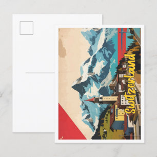Switzerland Pop Art Travel Illustration Postcard