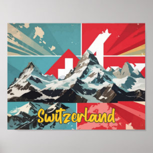 Switzerland Pop Art Travel Illustration Poster
