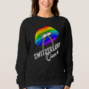 Switzerland Queen Lgbtq Gay Pride Flag Lips Rainbo Sweatshirt