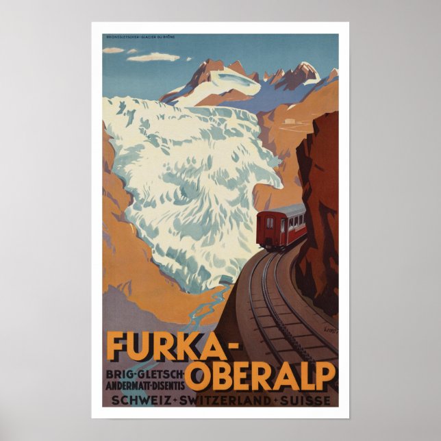 Switzerland Railway Train ~ Vintage Travel Poster (Front)