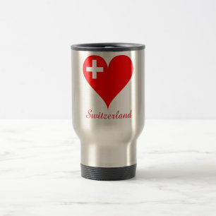 Switzerland red heart flag travel mug