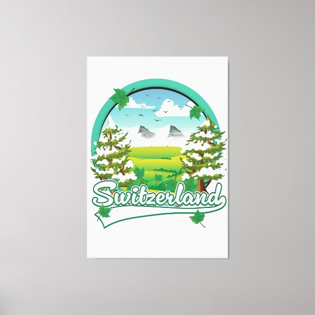 Switzerland retro travel logo canvas print (Front)