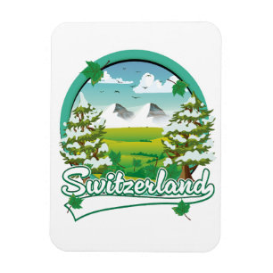 Switzerland retro travel logo magnet