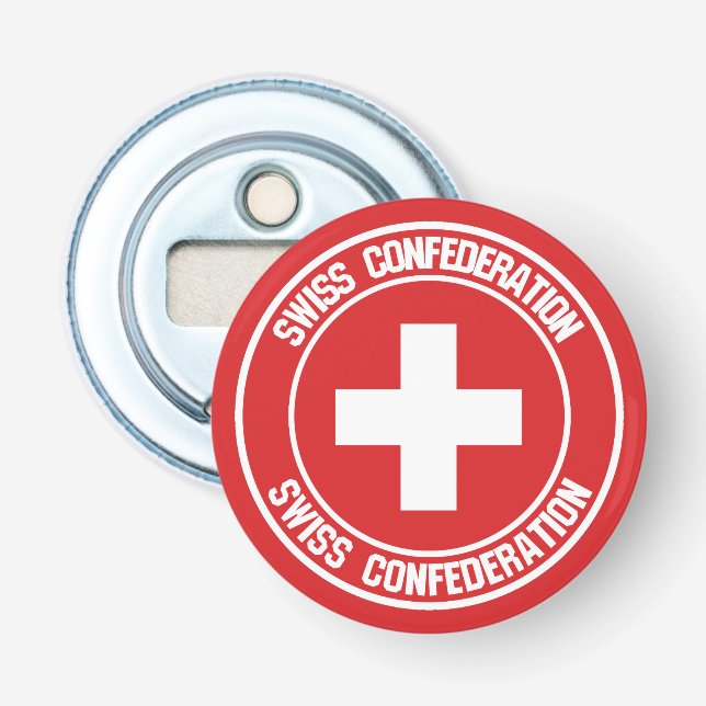 Switzerland Round Emblem Bottle Opener (Front)