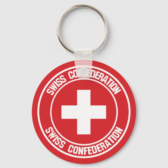 Switzerland Round Emblem Key Ring (Front)