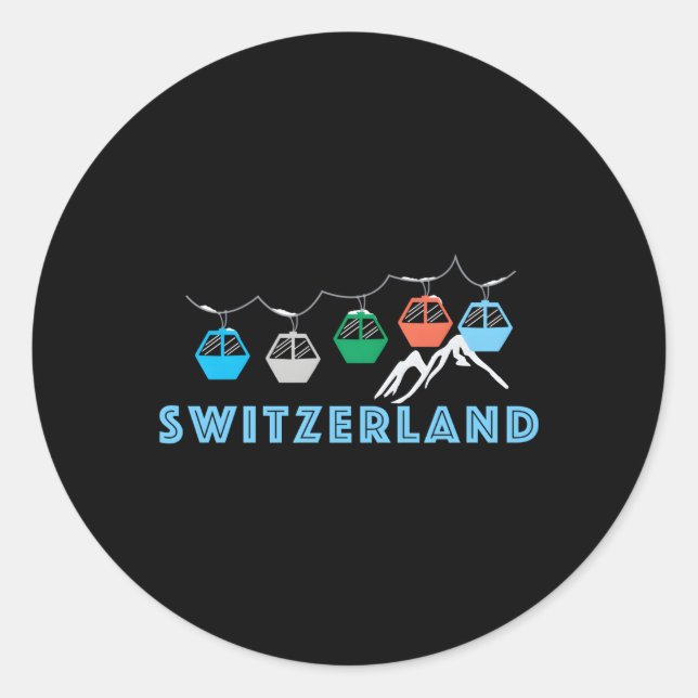 Switzerland Ski Mountain Gondola Switzerland Classic Round Sticker (Front)