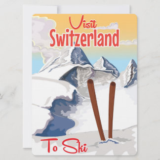 Switzerland Ski travel poster Invitation