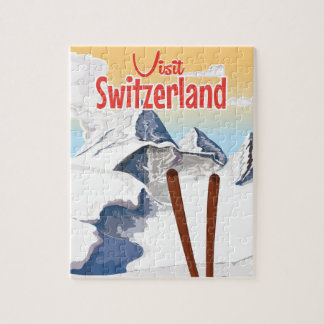 Switzerland Ski travel poster Jigsaw Puzzle