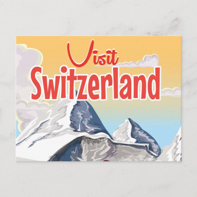 Switzerland Ski travel poster Postcard (Front)