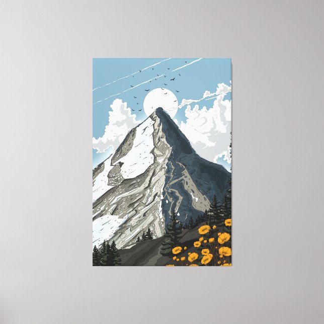 Switzerland Snow Capped Mountain Canvas Print (Front)