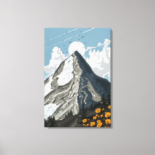 Switzerland Snow Capped Mountain Canvas Print