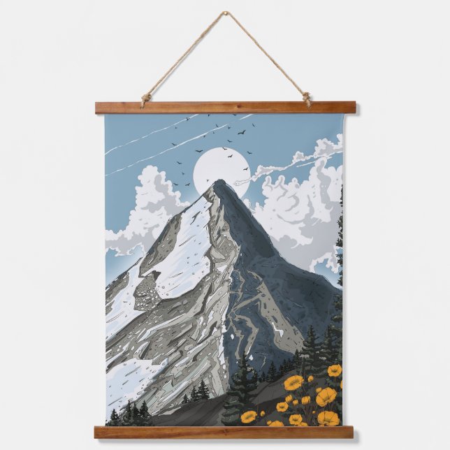 Switzerland Snow Capped Mountain Hanging Tapestry (Front)