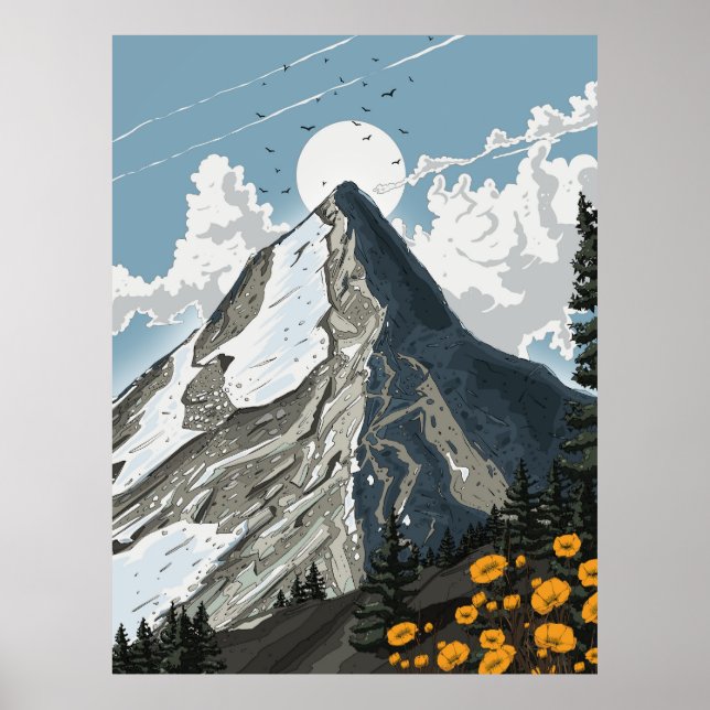 Switzerland Snow Capped Mountain Poster (Front)