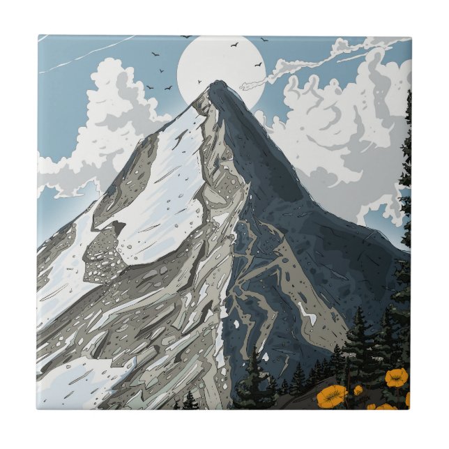 Switzerland Snow Capped Mountain Tile (Front)